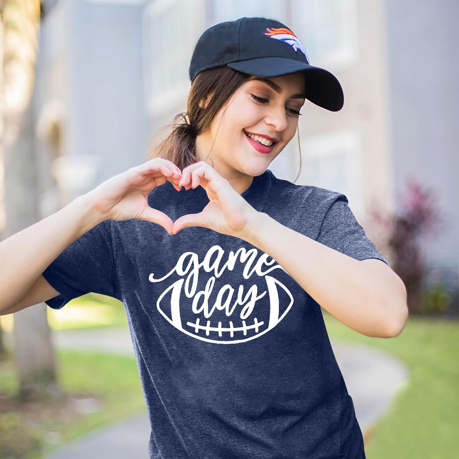 Women's Cute Football Graphic Tee - Funny Game Day T-Shirt for Women - Casual Short Sleeve Football Shirt - Perfect for NFL Sundays, Tailgating & Football Parties