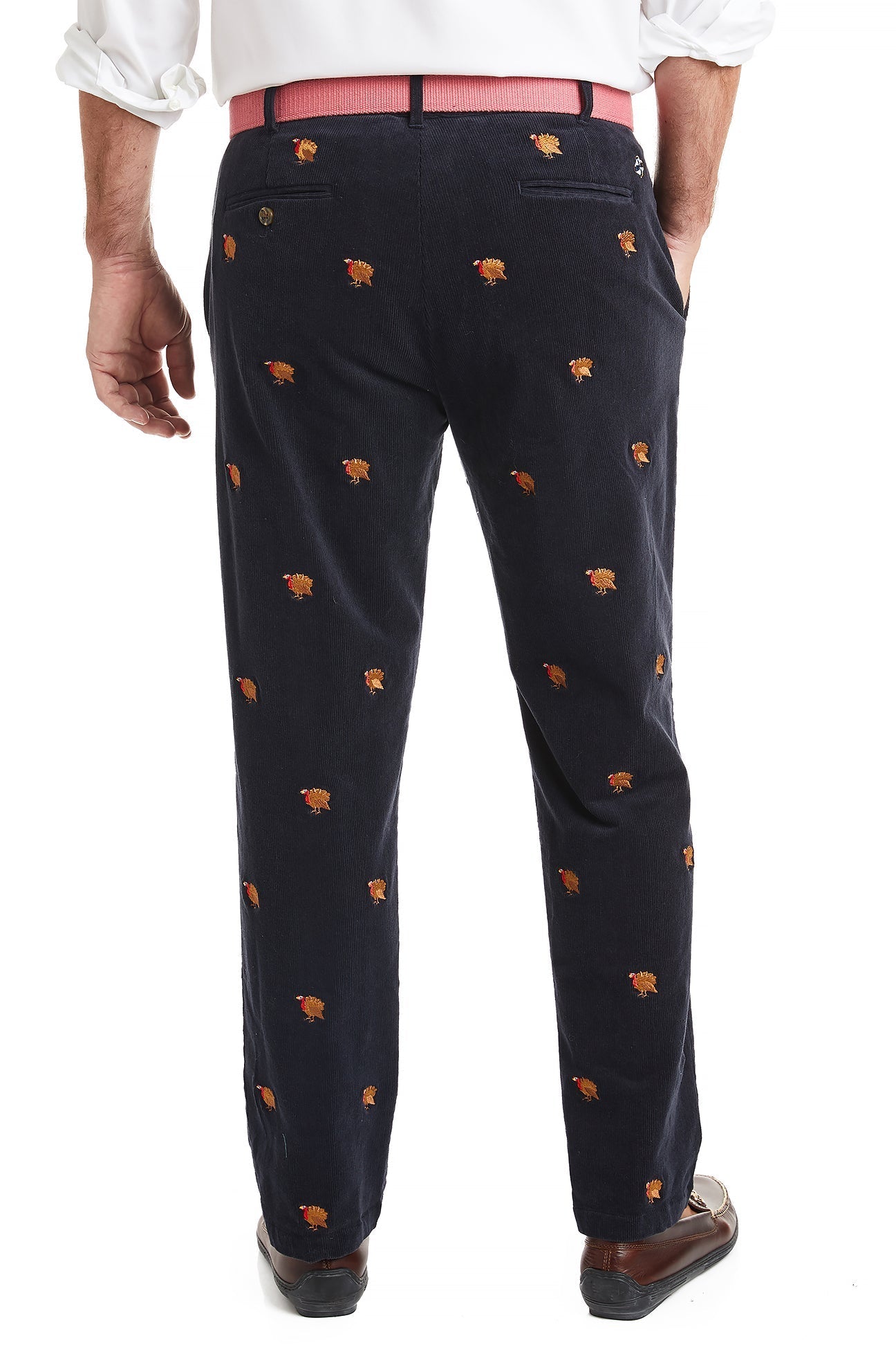 Beachcomber Corduroy Pants for Men - Nantucket Navy with Turkey Print | Comfortable & Stylish Casual Wear for Beach Outings & Fall Fashion
