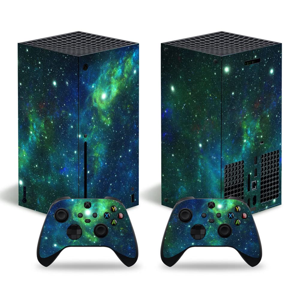 Xbox Series X Full Skin Sticker Set with Wireless Controller Vinyl Decal - Protective Wrap Cover in Green | Gaming Console Protection & Customization for Gamers