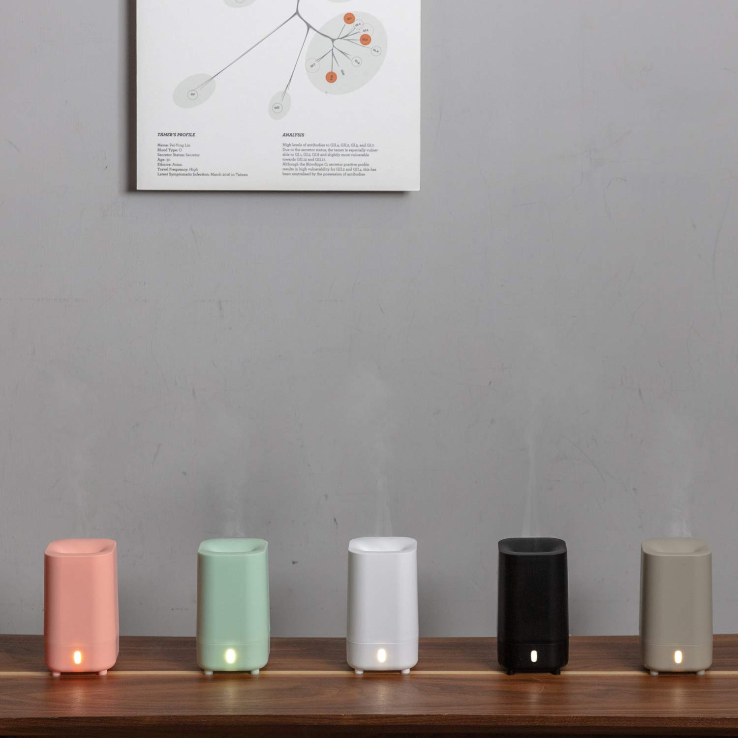 Serene House Ultrasonic Aromatherapy Essential Oil Diffuser - 60ml Cool Mist Humidifier with Auto Shut-Off, USB Powered Portable Travel Diffuser (Grey) - Perfect for Home, Office, Yoga & Spa Relaxation