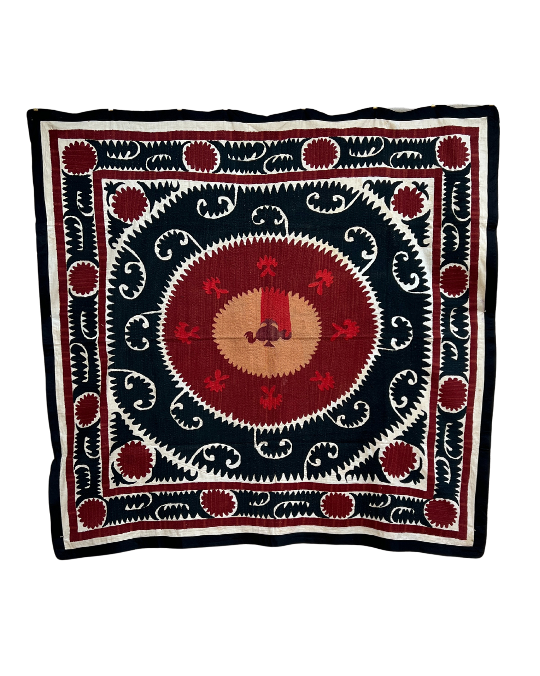Medium Suzani 056 - Handmade Cotton Suzani Throw Pillow Cover - Boho Home Decor for Living Room, Bedroom & Sofa