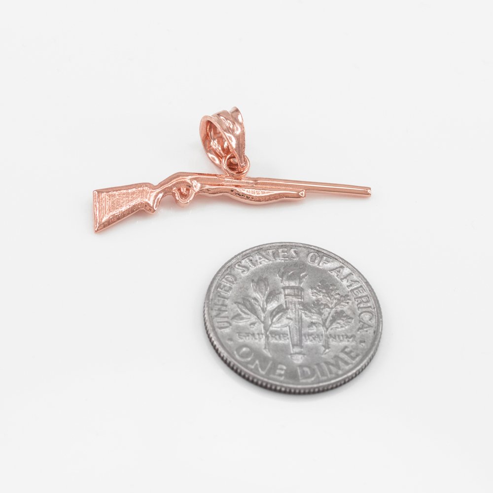 14K Rose Gold Hunting Shotgun Rifle Pendant Necklace for Men - Elegant Outdoor Sports Jewelry Gift for Hunters, Shooters & Gun Enthusiasts | Perfect for Hunting Trips, Range Days & Country Lifestyle