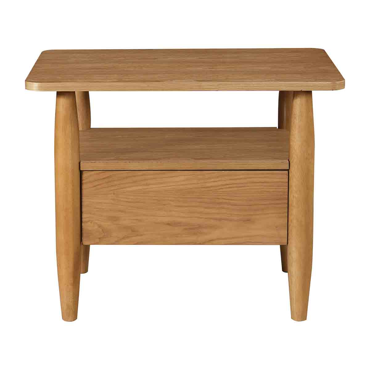 Modern Nightstand with Drawer - Wooden Bedside Table for Bedroom, Living Room & Office - Compact Storage End Table with Shelf