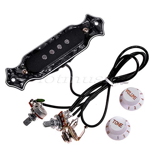6-Piece Prewired Acoustic Guitar Pickup Set with Volume & Tone Knobs - Premium Soundhole Pickups for Acoustic Guitars - Perfect for Live Performances, Recording Studios & Home Practice
