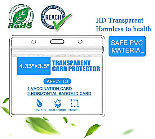 CDC Card Holder - 25pcs Horizontal ID Badge Protector with Lanyard, Business & Record Card Organizer for Office, School, Hospital & Events