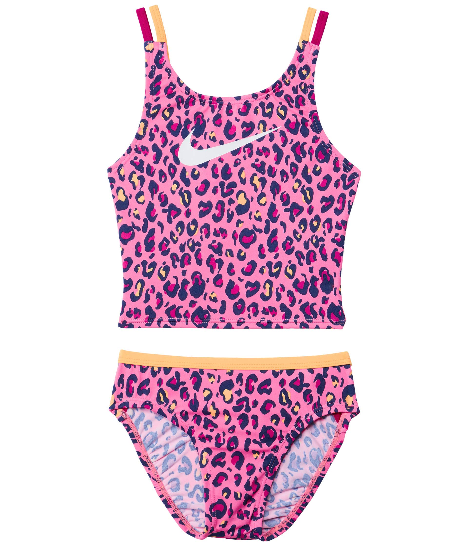 Nike Girls Cheetah Print Spiderback Midkini Swimsuit for Kids - Perfect for Pool Parties, Beach Vacations & Summer Water Activities