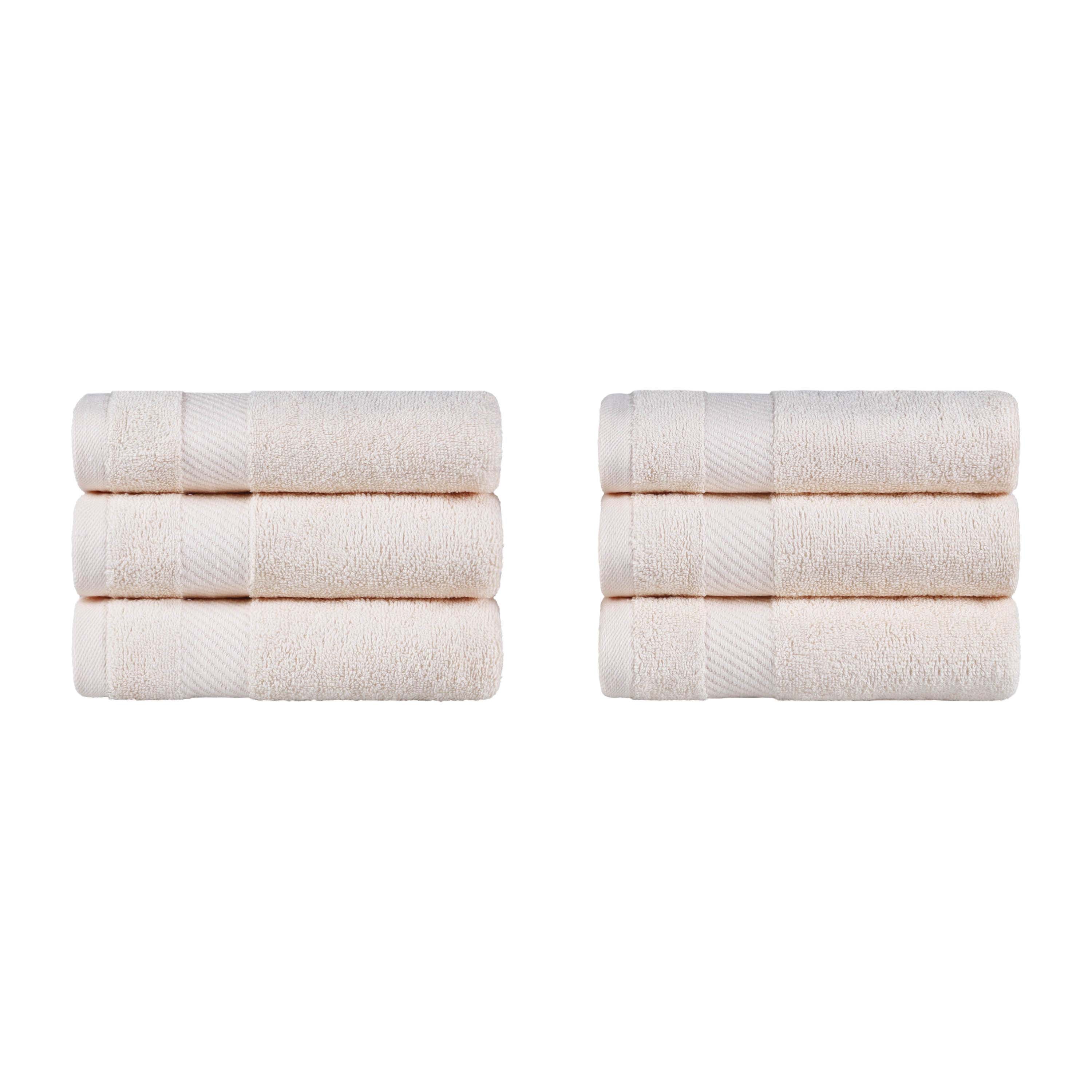 Premium 6-Piece Egyptian Cotton Hand Towel Set with Elegant Dobby Border - Soft & Absorbent for Bathroom, Kitchen, and Guest Use
