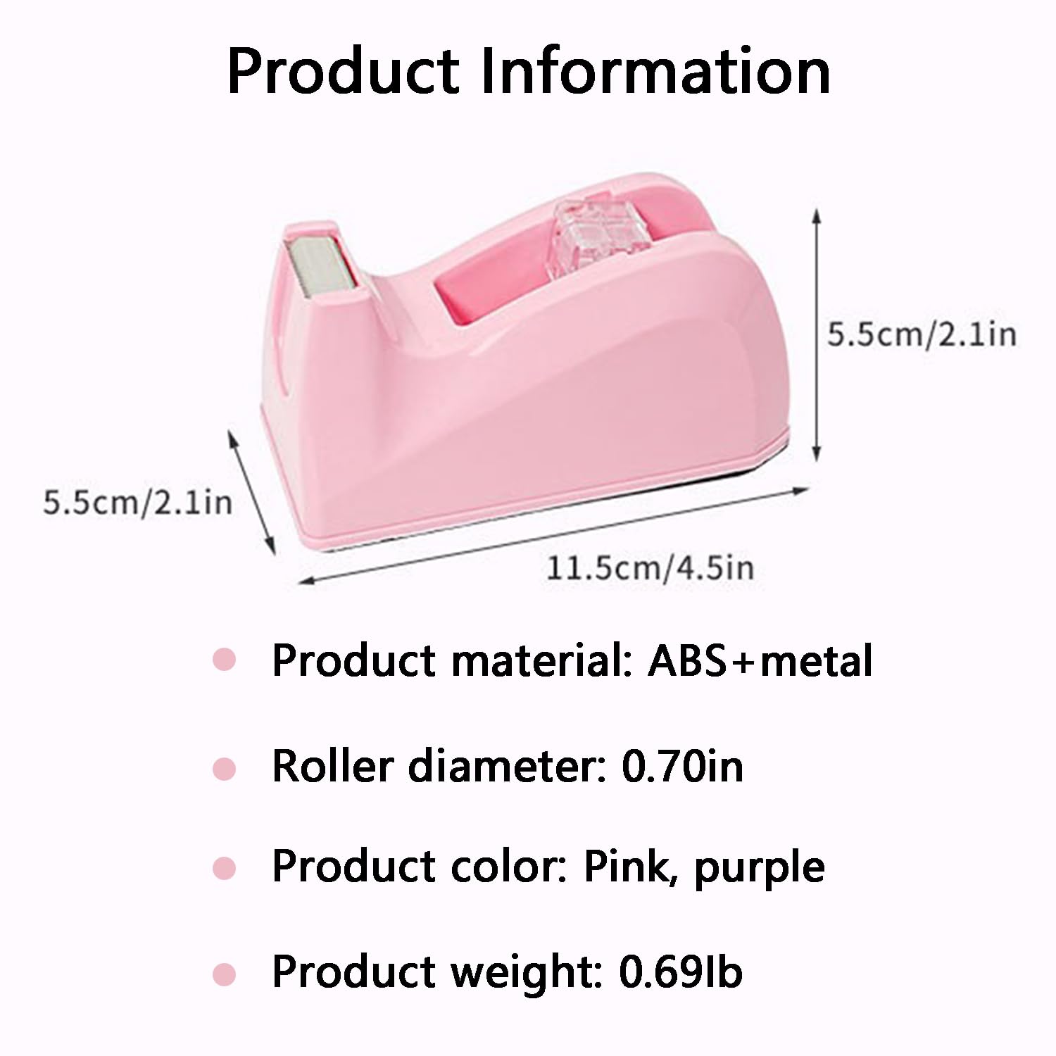 Heavy Duty Purple Desktop Tape Dispenser with Non-Skid Weighted Base - Ideal for Office, Home, School & Business Use - Perfect for Wrapping Gifts, Sealing Packages & Organizing Documents