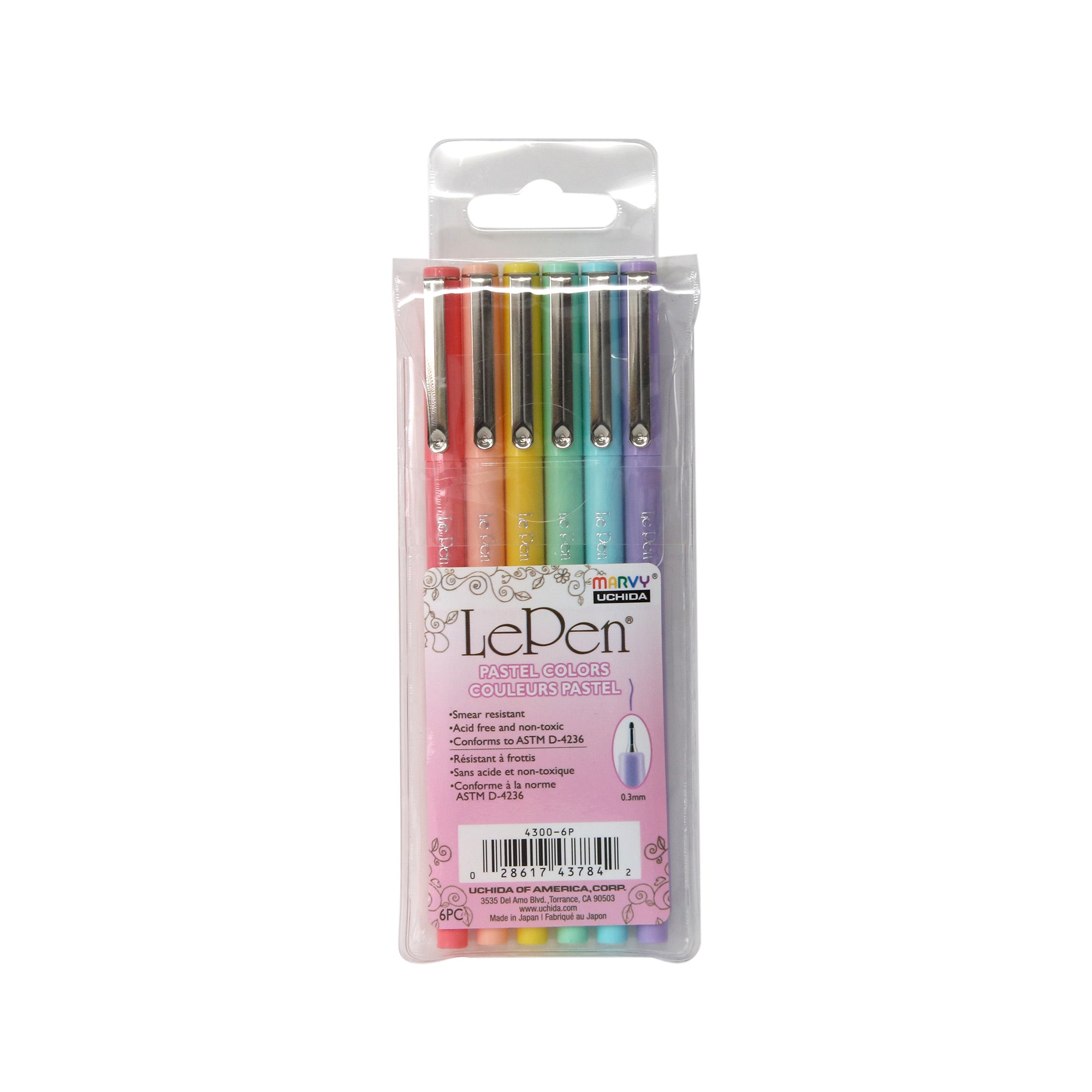 6 Pack Le Pen Fineliners - Pastel Colored Fine Tip Drawing Pens for Journaling, Note Taking & Art Projects | Smooth Writing, Vibrant Colors, Perfect for Bullet Journals, Planners & Sketching