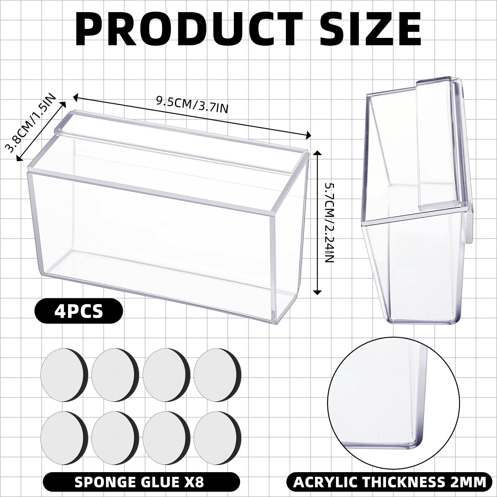2 Pack Clear Acrylic Business Card Holders with Lid - Waterproof Wall Mount Card Display Box for Office, Retail Store, Countertop - Includes Mounting Tape for Indoor & Outdoor Use (Perfect for Restaurants, Hotels, and Trade Show Displays)