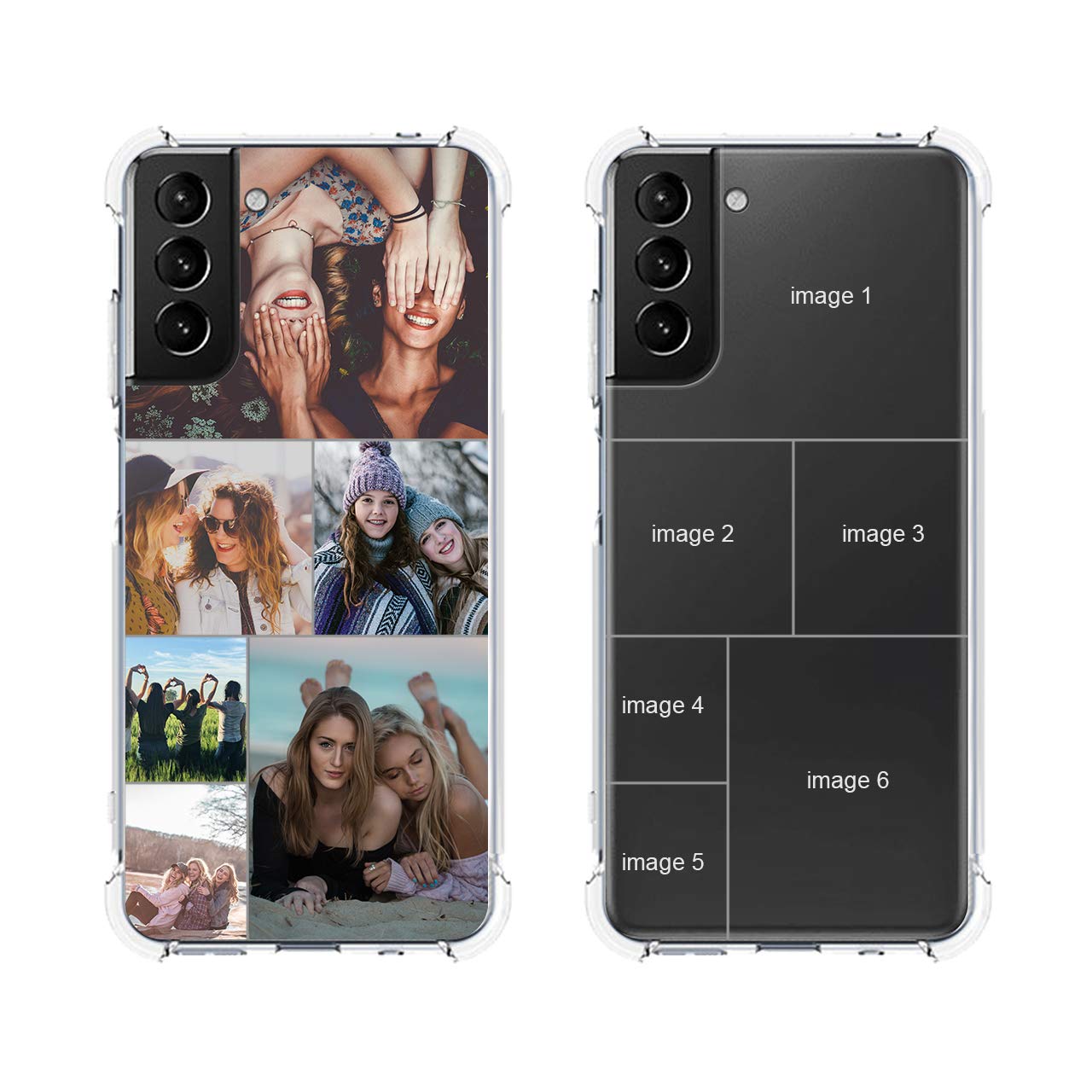 Custom Samsung Galaxy S21 5G Phone Case - Personalized Photo Collage & Name Design | Clear Protective Cover for Birthday, Christmas, Valentines Day Gifts | Perfect for Her, Him, Couples & Everyday Use