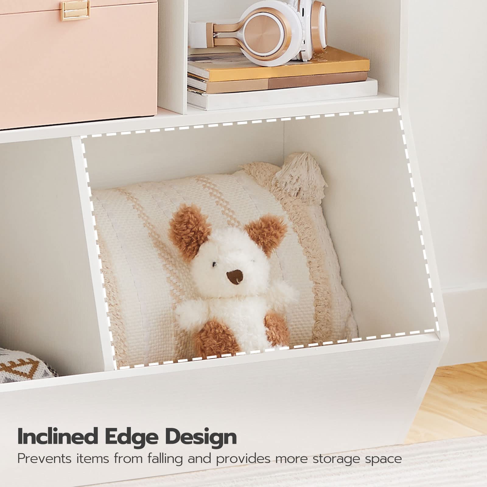 HOOBRO Kids Bookshelf and Toy Storage Organizer - 8-Cubicle Bookcase with Footboard for Playroom, Bedroom, Nursery & School - White WT35CW01G1 | Perfect for Organizing Children's Books, Toys & Learning Supplies in Home or Classroom