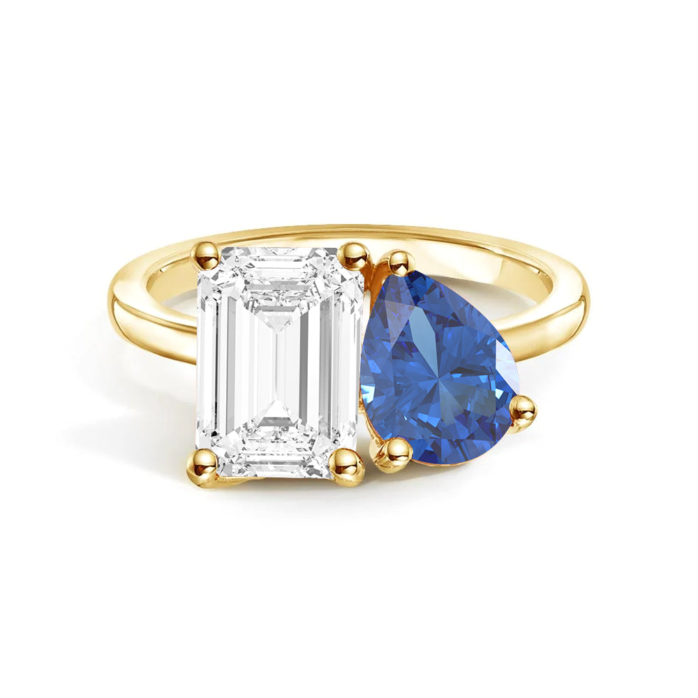 Personalized Toi et Moi Moissanite Birthstone Ring - Custom Anniversary Gift for Couples, Engagements & Romantic Occasions