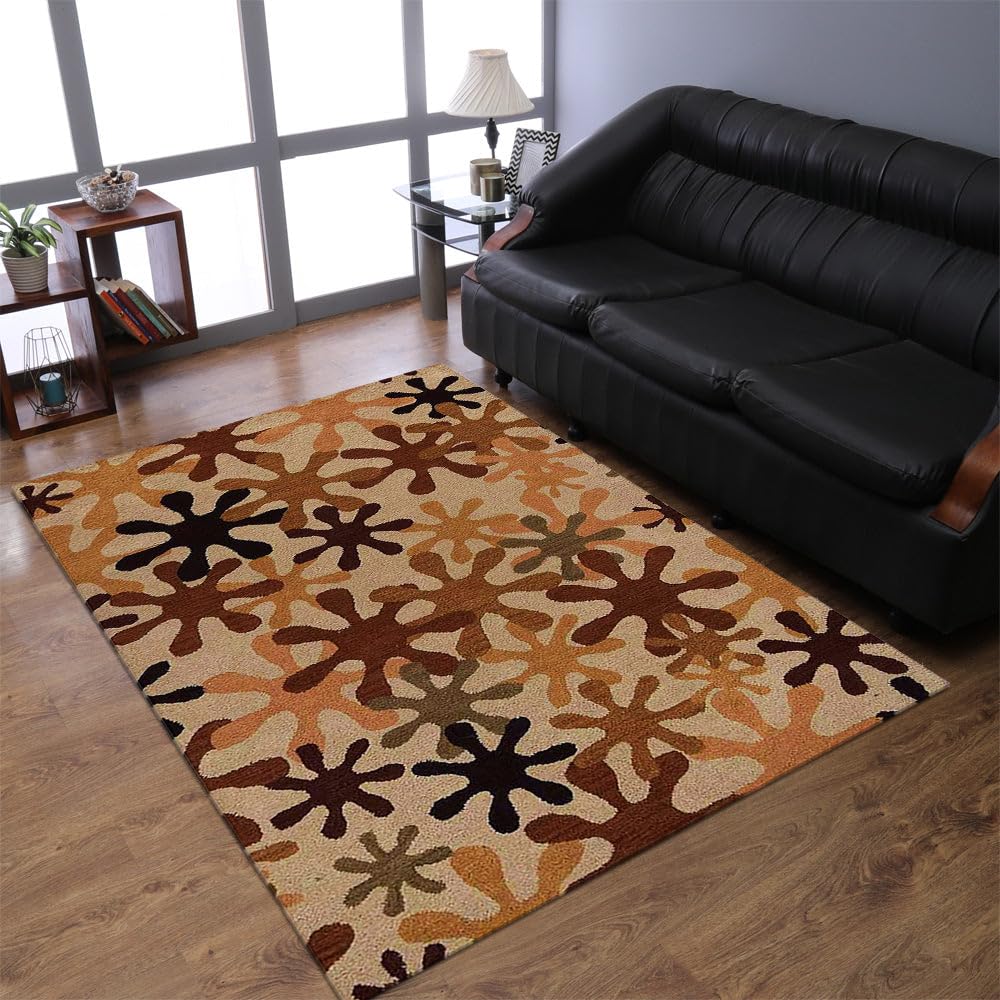 Hand Tufted Wool Eco-Friendly Area Rugs 8'x10' - Rectangle Cream Modern High Pile Thick Handmade Rug for Living Room, Bedroom, Office & Nursery | Soft & Durable Home Decor (K00699)