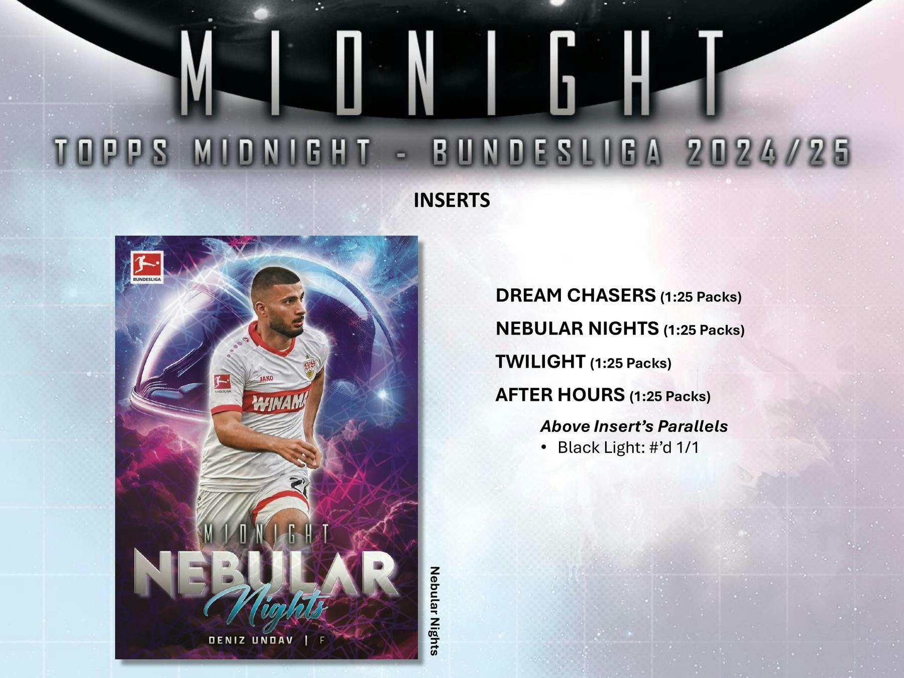 2024-2025 Topps Midnight Bundesliga Soccer Hobby Box - 24 Packs with Autographs & Memorabilia Cards - Perfect for Collectors, Fantasy Leagues & Soccer Fans