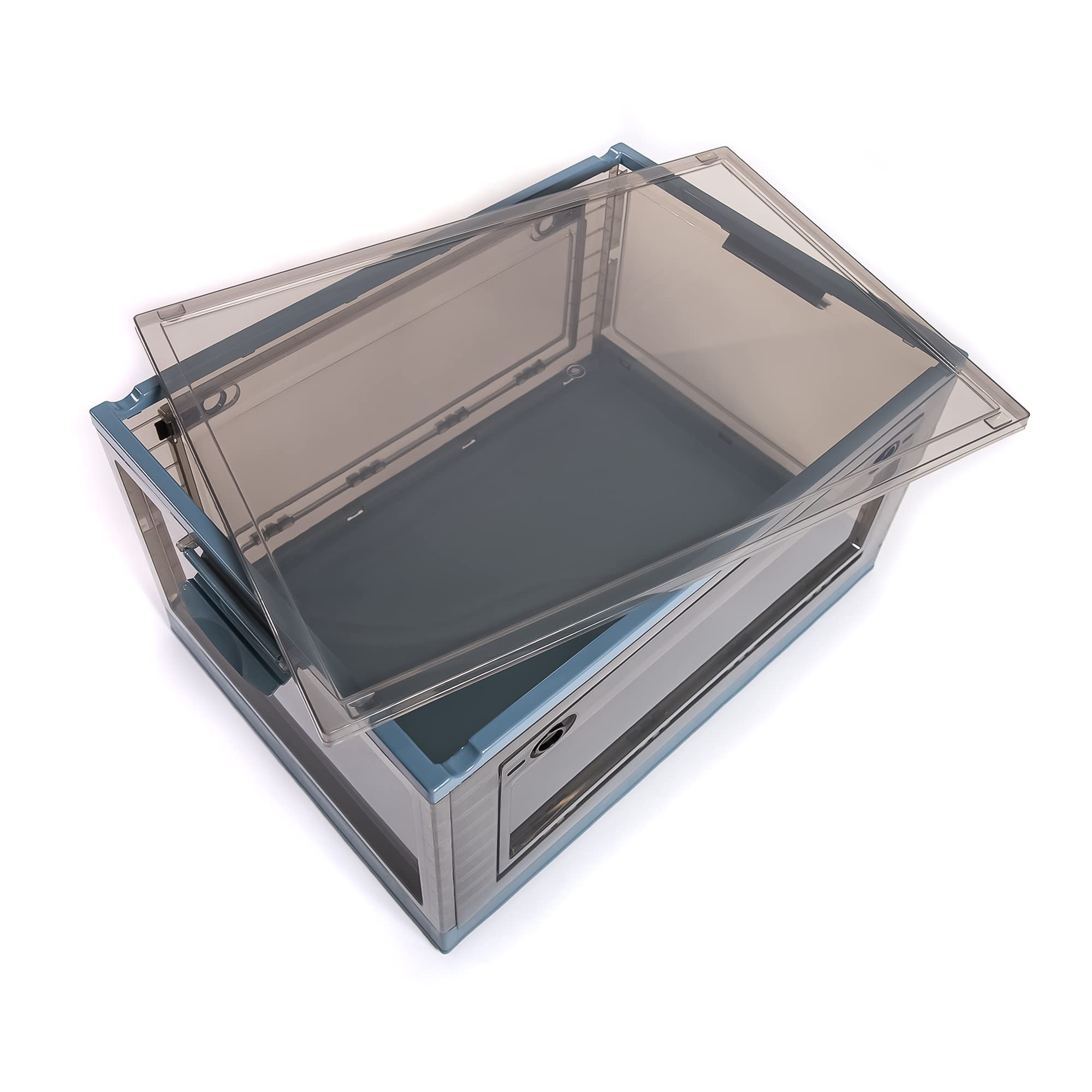 2-Pack X-LARGE Collapsible Storage Bins with Side Opening & Stackable Lid - Foldable Storage Box for Home & Office Organization (Blue) - Perfect for Closet, Garage, Kids Room & Seasonal Storage
