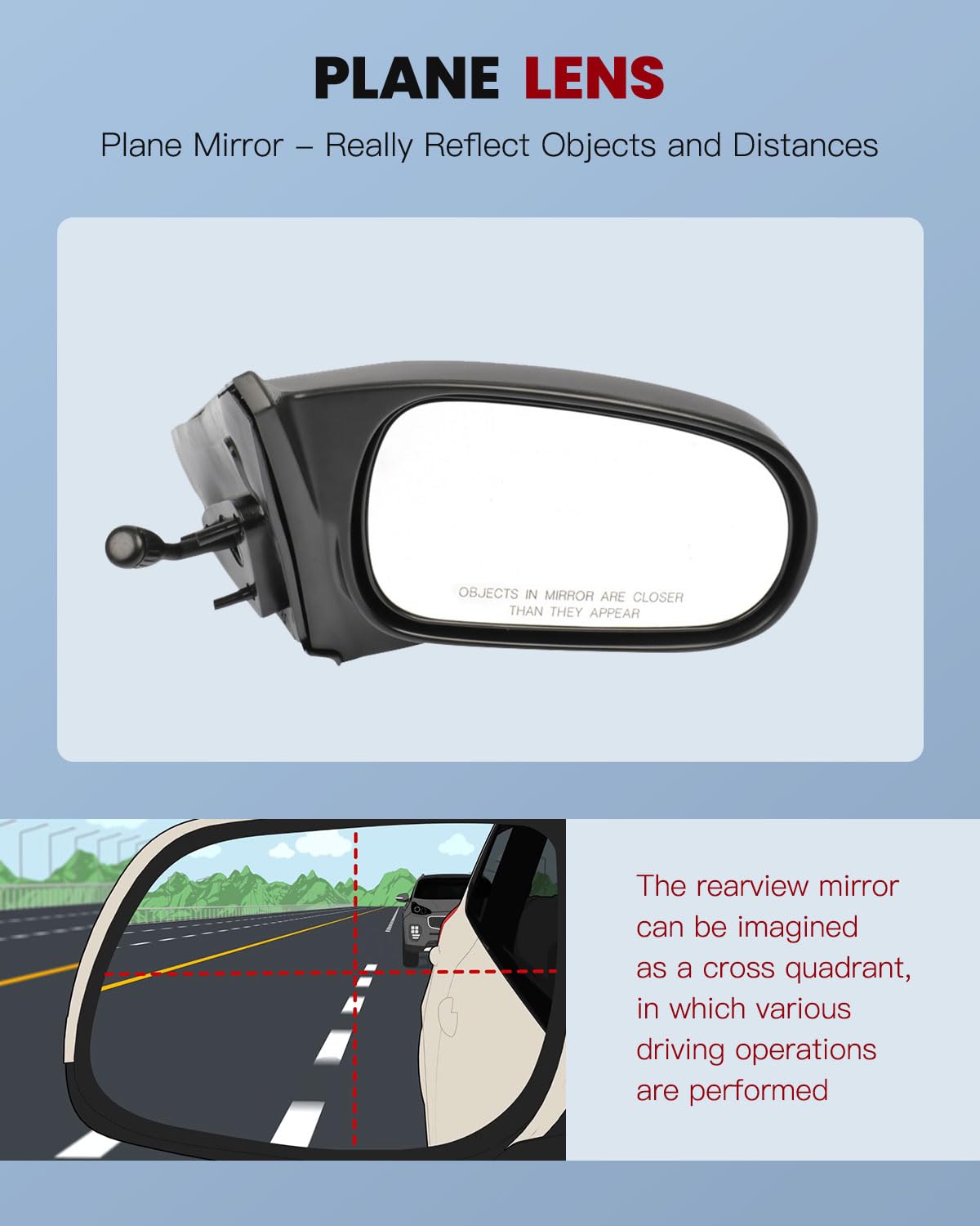 Replacement Right Side Mirror for 1996-2000 Honda Civic - Manual Adjust & Remote Folding Passenger Mirror - Perfect for DIY Repairs & Parking Safety