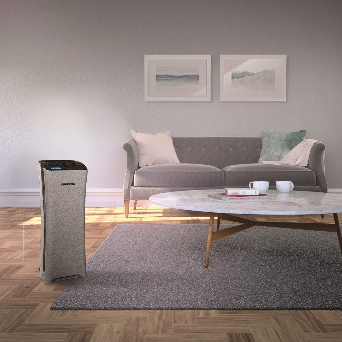 Oreck WK15500B Air Refresh 2-in-1 HEPA Air Purifier & Ultrasonic Humidifier for Small Rooms - Grey | Quiet Bedroom Air Cleaner & Moisturizer for Allergies, Dry Air & Better Sleep