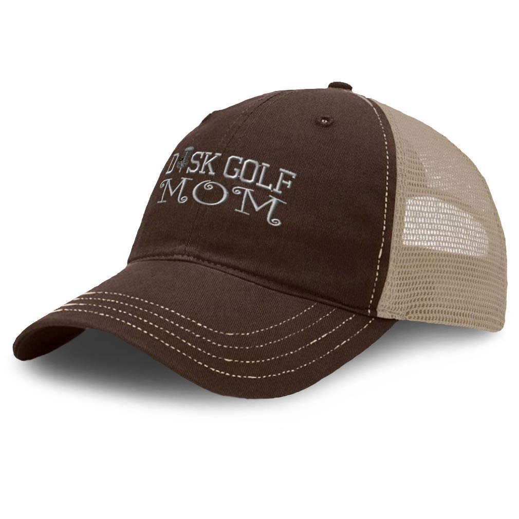 Richardson Trucker Mesh Hat - Breathable Snapback Cap for Disc Golf & Outdoor Activities - Dad & Mom Hats for Men & Women (Brown & Khaki) - Perfect for Sports, Casual Wear & Summer Adventures