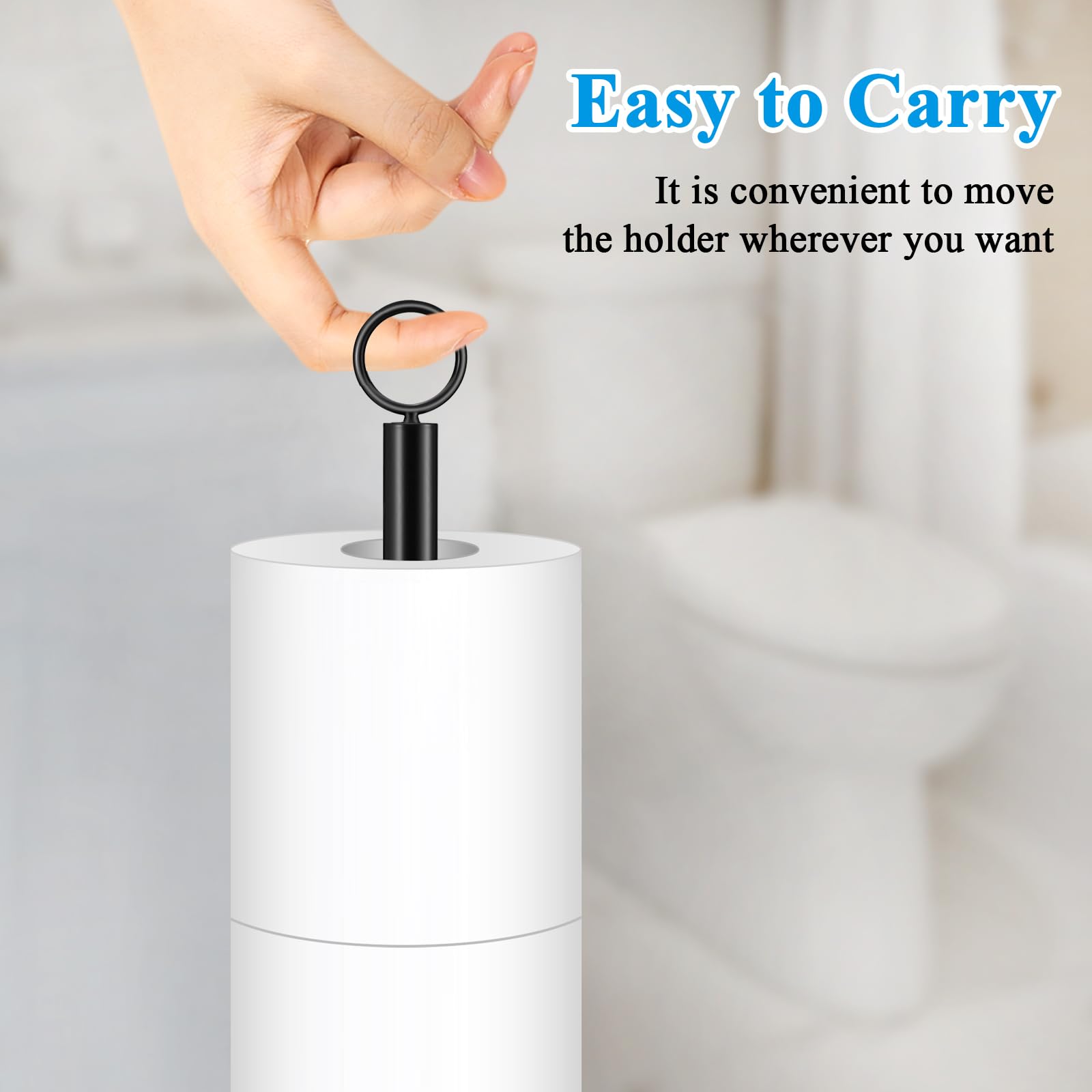 DECLUTTR Free Standing Toilet Paper Holder Stand - Holds 4 Spare Rolls, Black Bathroom Tissue Dispenser for Home, Office & RV Use