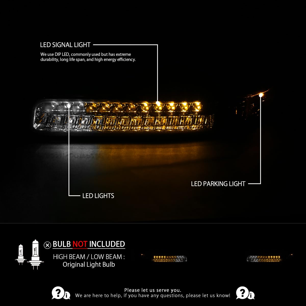 AUTOZENSATION Smoke Headlights & LED Bumper Lights Assembly - Compatible with 1999-2002 Chevy Silverado & 2000-2006 Tahoe Suburban (Left+Right Pair) - Upgrade Your Truck's Style & Night Visibility for Off-Roading & Daily Driving