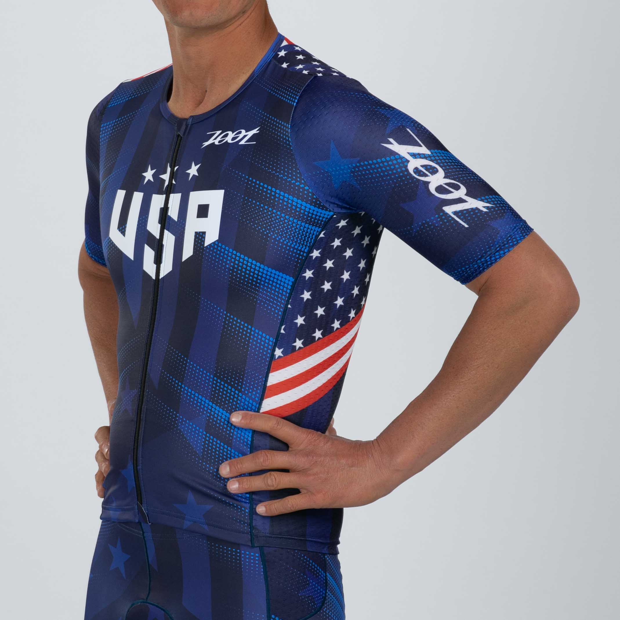 Men's Limited Edition Tri Aero Jersey - Red White Blue Cycling Shirt | Performance Bike Jersey for Road Cycling & Triathlon Training