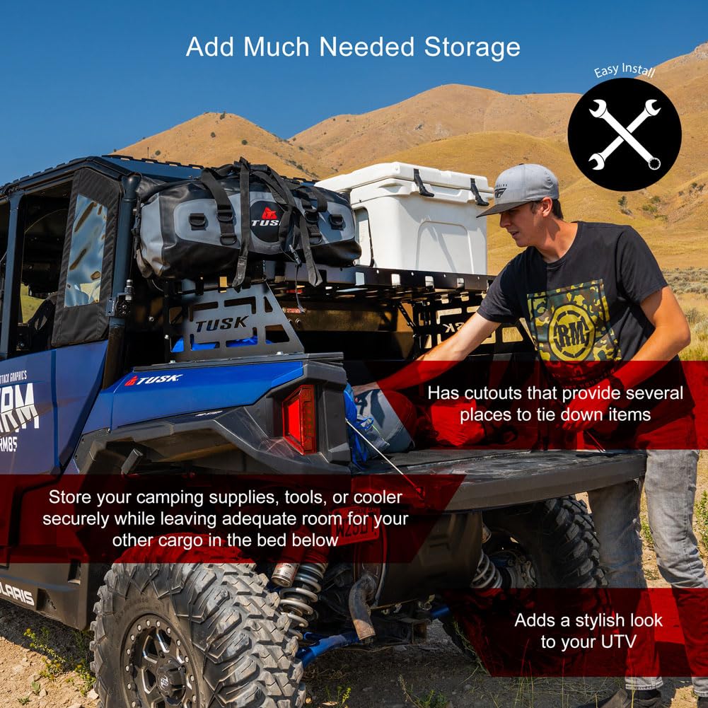Tusk Cargo Rack - Heavy Duty Black Powder Coated Motorcycle Luggage Rack for Adventure & Off-Road Bikes - Perfect for Long Distance Touring & Off-Grid Camping