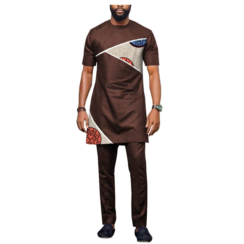 African Men's Dashiki Top & Ankara Pants 2-Piece Suit - Colorful Print Outfit for Casual Wear - Perfect for Weddings, Parties, and Cultural Events