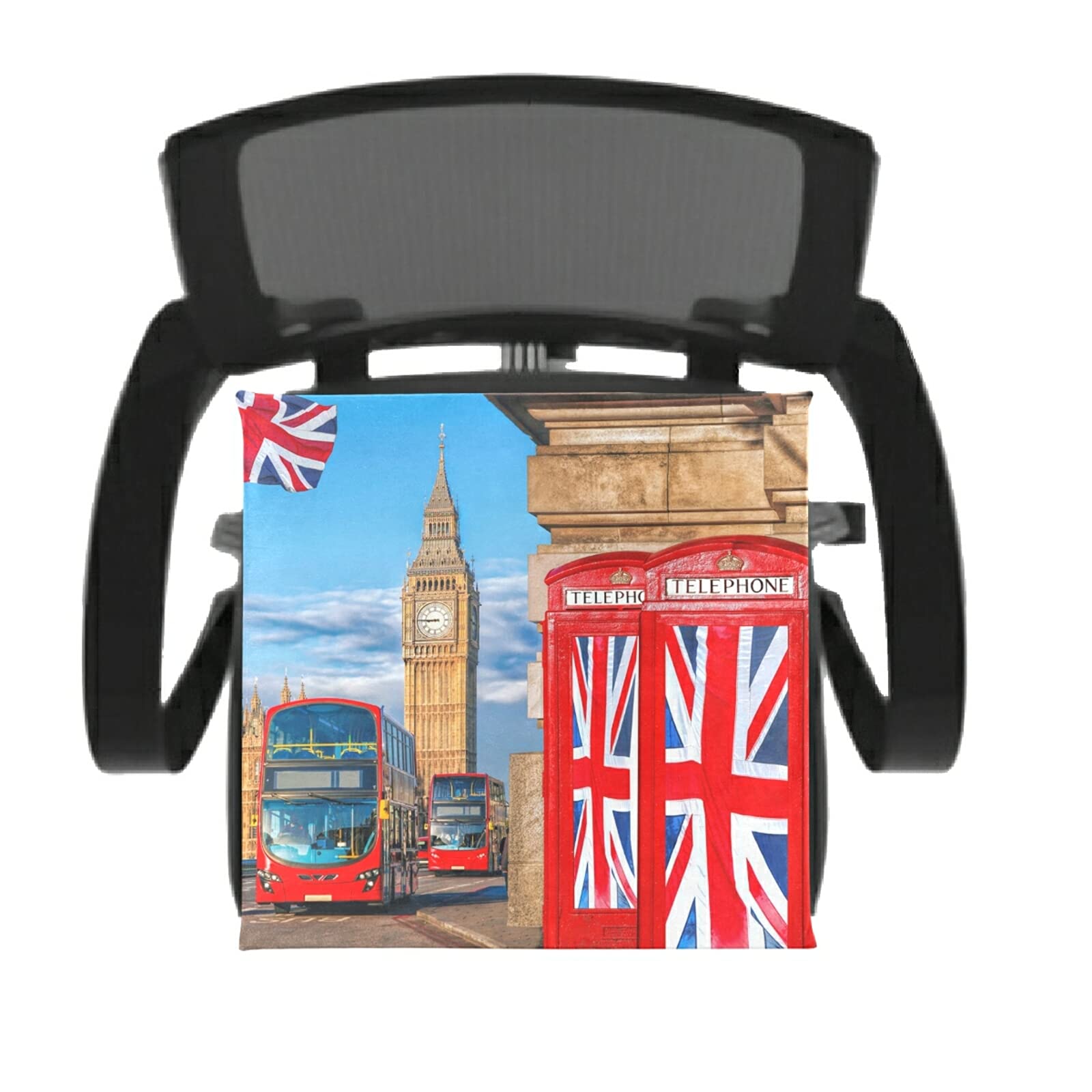 **Emelivor British Flags London Chair Cushion - Memory Foam Seat Cushion with Washable Cover for Kitchen, Office, Dining Chairs - Relieves Back Pain & Improves Comfort for Home & Work**