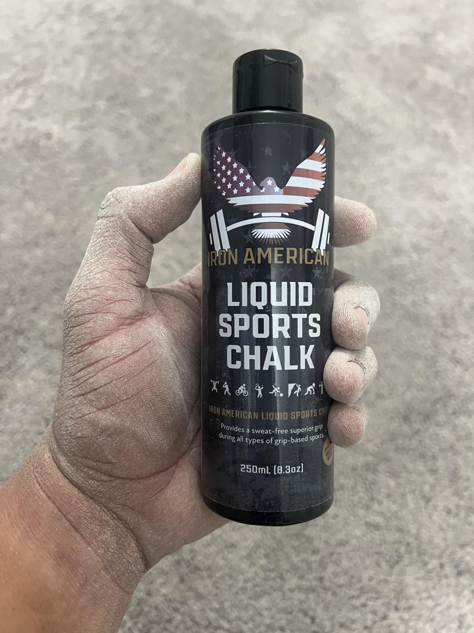 IRON AMERICAN Liquid Chalk - No Mess Long Lasting Grip Enhancer for Weightlifting, Gymnastics, Rock Climbing & CrossFit - Premium Gym Chalk for Better Performance - Ideal for Strength Training, Pull-Ups & Workouts