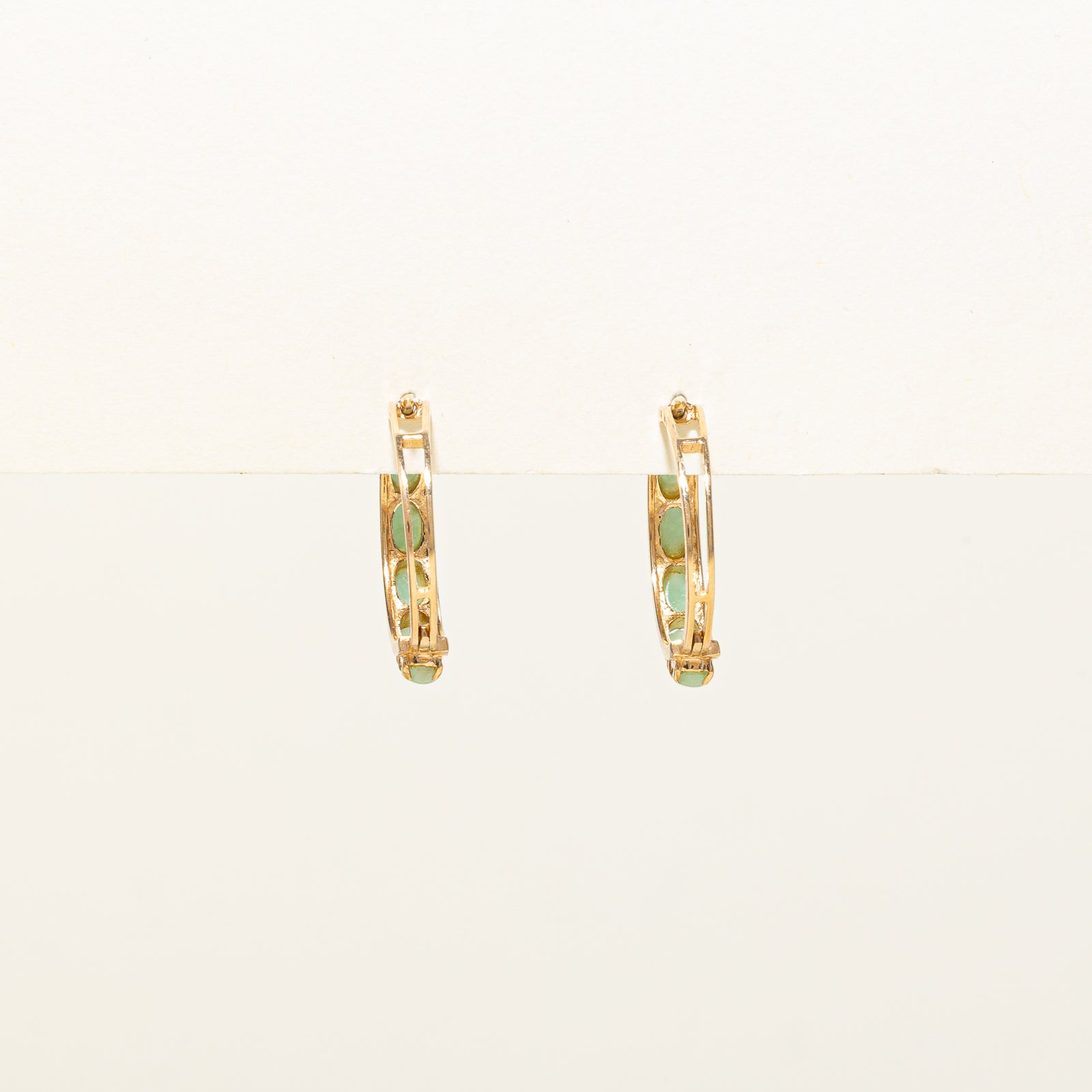 Natural Five Stone Jade Huggie Hoop Earrings for Women | 2.00ctw Genuine Jadeite | Dainty Everyday Jewelry for Work & Special Occasions