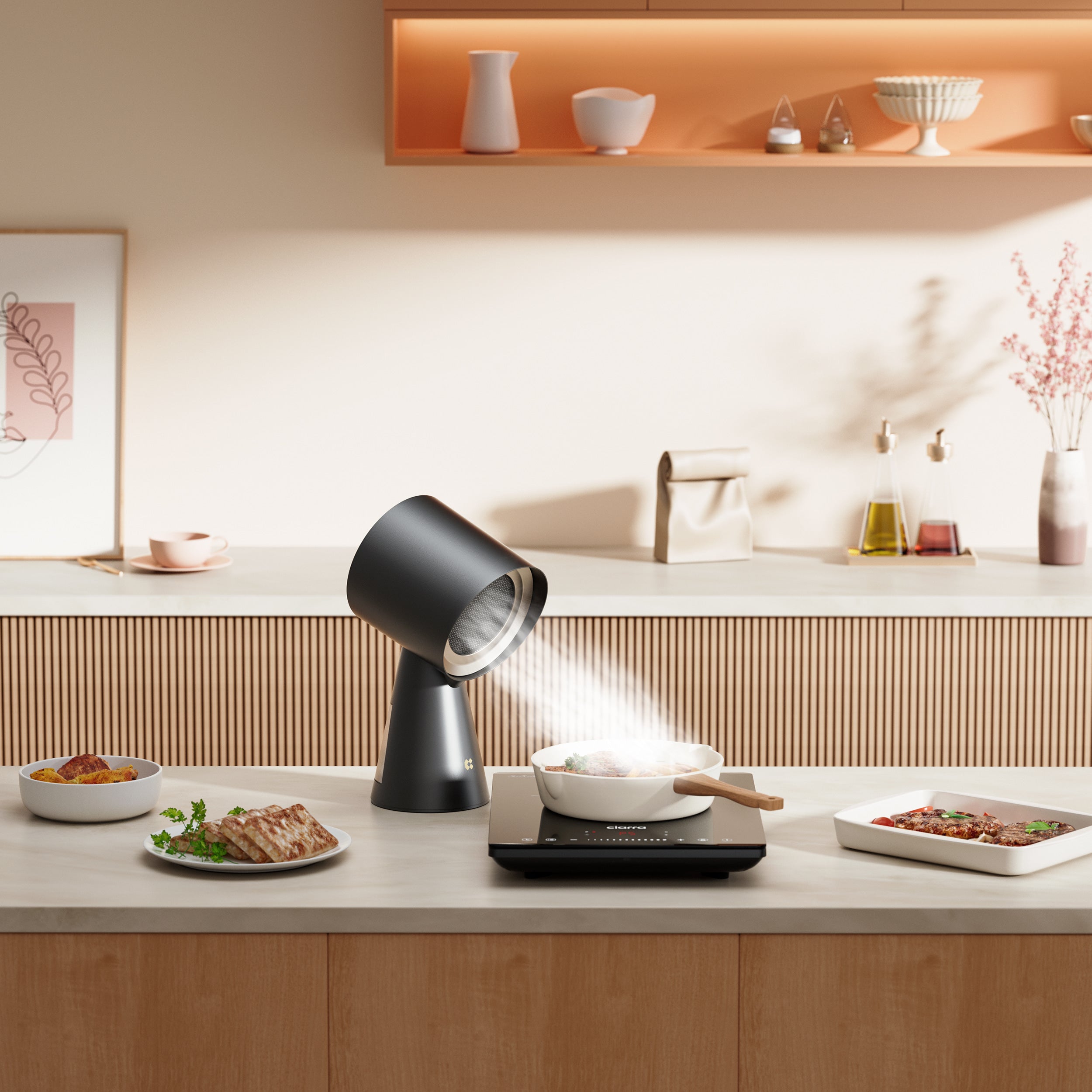 Ciarra HOOD TO GO Portable Mini Desktop Range Hood - Compact & Powerful Kitchen Exhaust Fan for Small Spaces, Apartments, Dorms - Shadow Noir Black Finish | Perfect for Cooking, Grilling, Frying in Tight Spaces