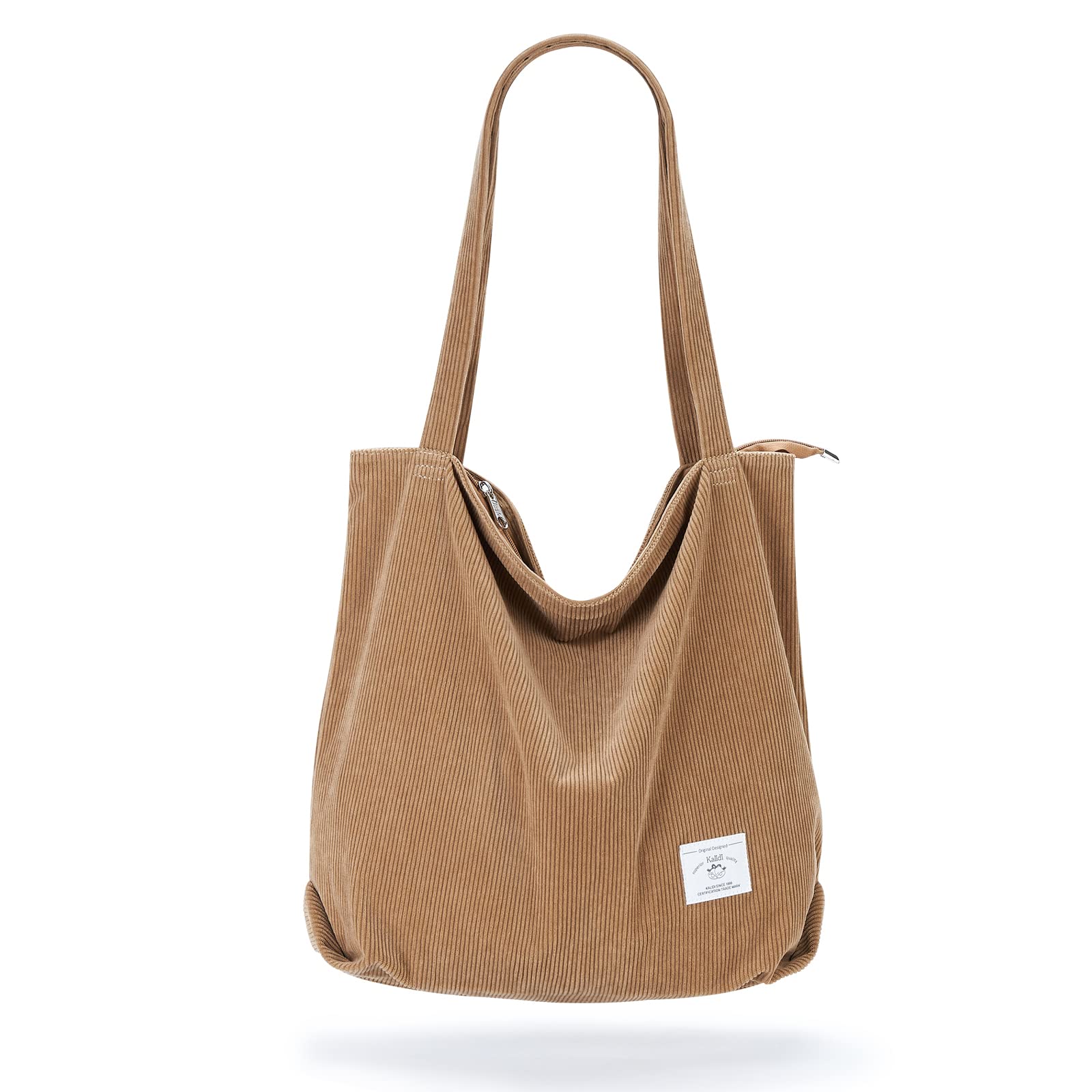 Women's Corduroy Tote Bag with Zipper - Large Capacity Casual Shoulder Bag for Work & Travel