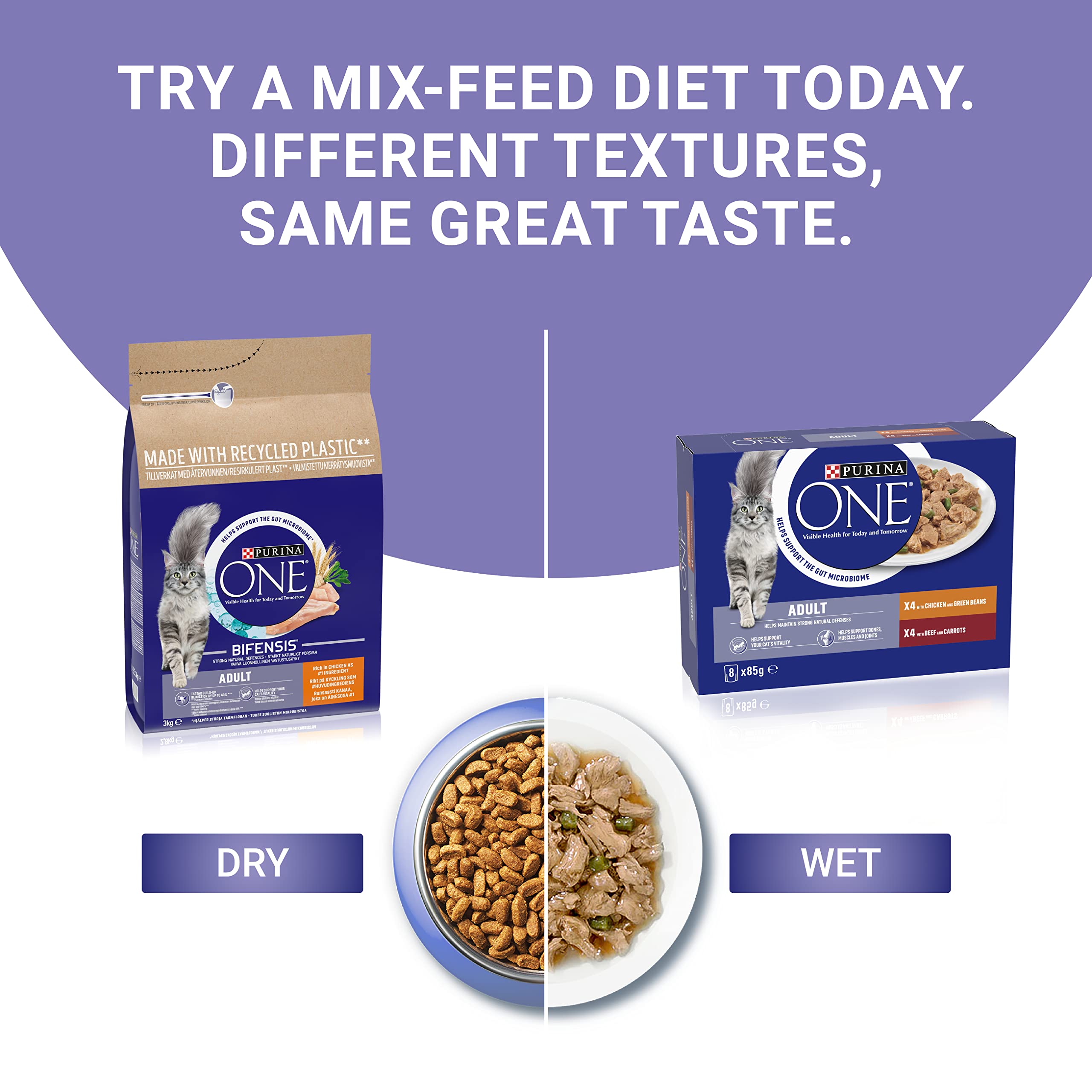 Purina ONE Salmon Dry Cat Food 3kg (6.6lb) - High Protein Natural Cat Kibble for Adult Cats - Perfect for Indoor & Outdoor Cats, Mealtime & Snacks