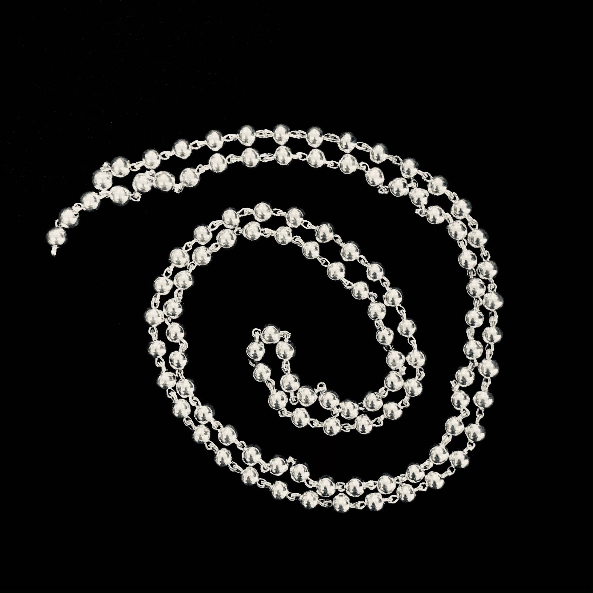 Handmade Antique Silver Jaap Mala Chain Necklace - Buddhist Meditation Beads & Spiritual Jewelry for Yoga, Mindfulness and Boho Fashion