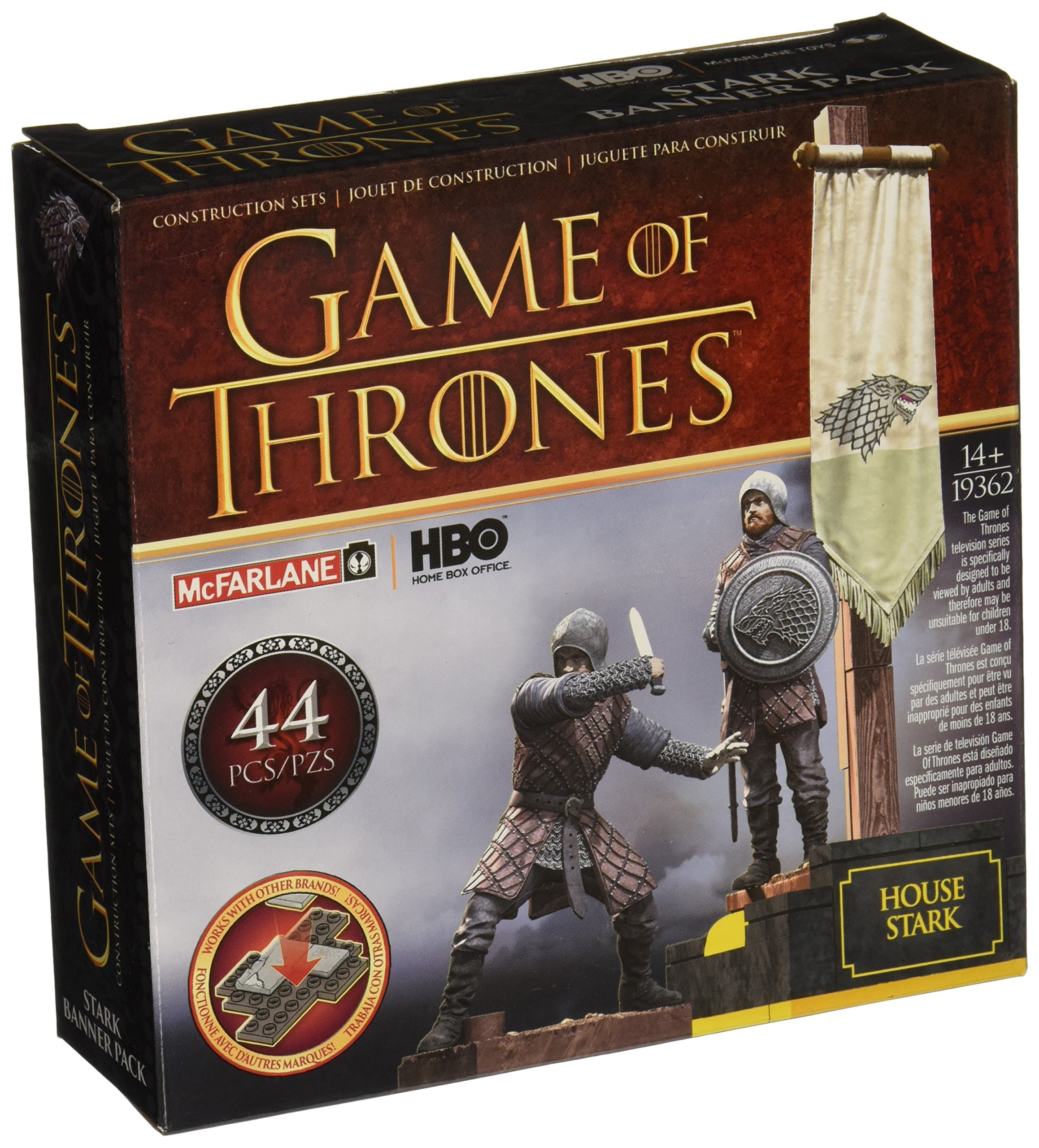 McFarlane Toys Game of Thrones Stark Banner Pack Construction Set - Official Collectible Building Kit for Fans | Perfect for Display, Gifts & Game of Thrones Merchandise Collection