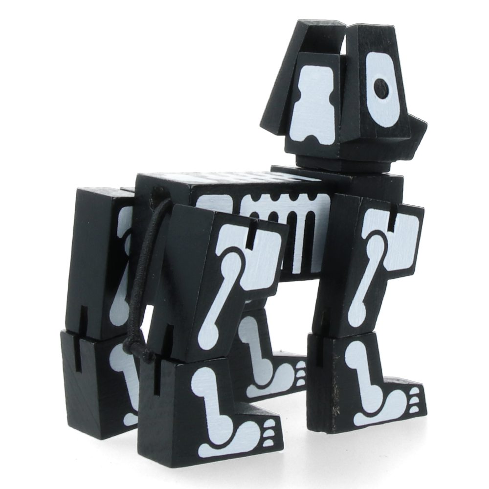 Cubebot Milo Micro Skeleton Black & White - Mini Articulated Robot Toy for Kids & Adults, Perfect for Desk Decor, Stress Relief & Creative Play