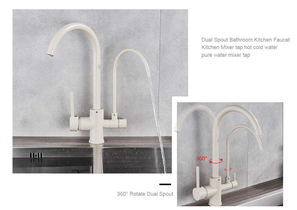 Purify Kitchen Mixer Tap - Deck Mounted Dual Handle Water Filtration Faucet with 2-Way Swivel Spout for Clean Drinking Water | Perfect for Modern Kitchens & Food Preparation Areas