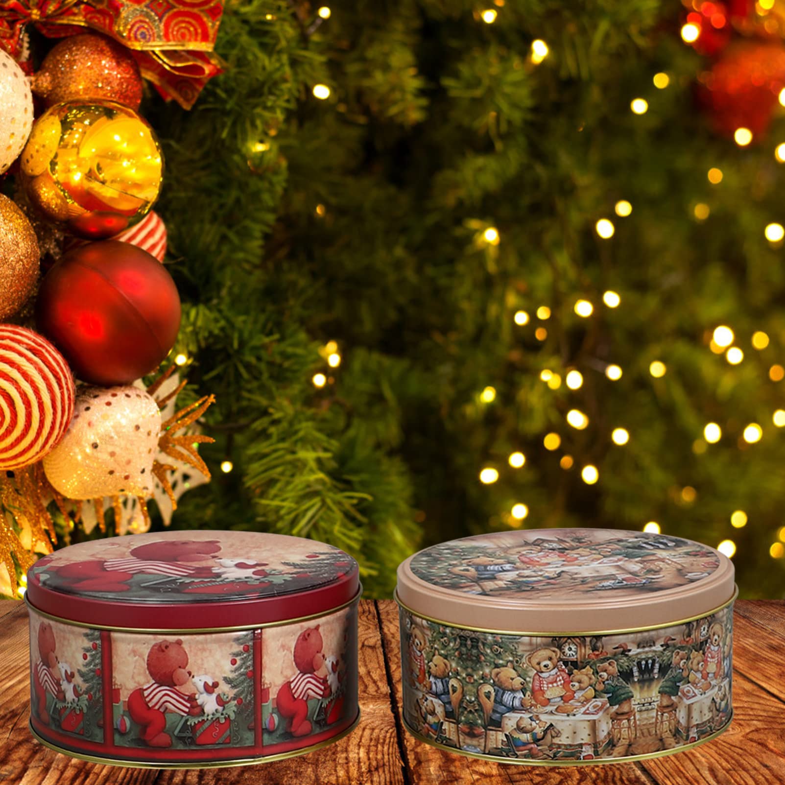 4 Pcs Christmas Cookie Tins with Lids - Holiday Gift Boxes for Candy & Party Supplies - Perfect for Xmas Gifting & Home Decor