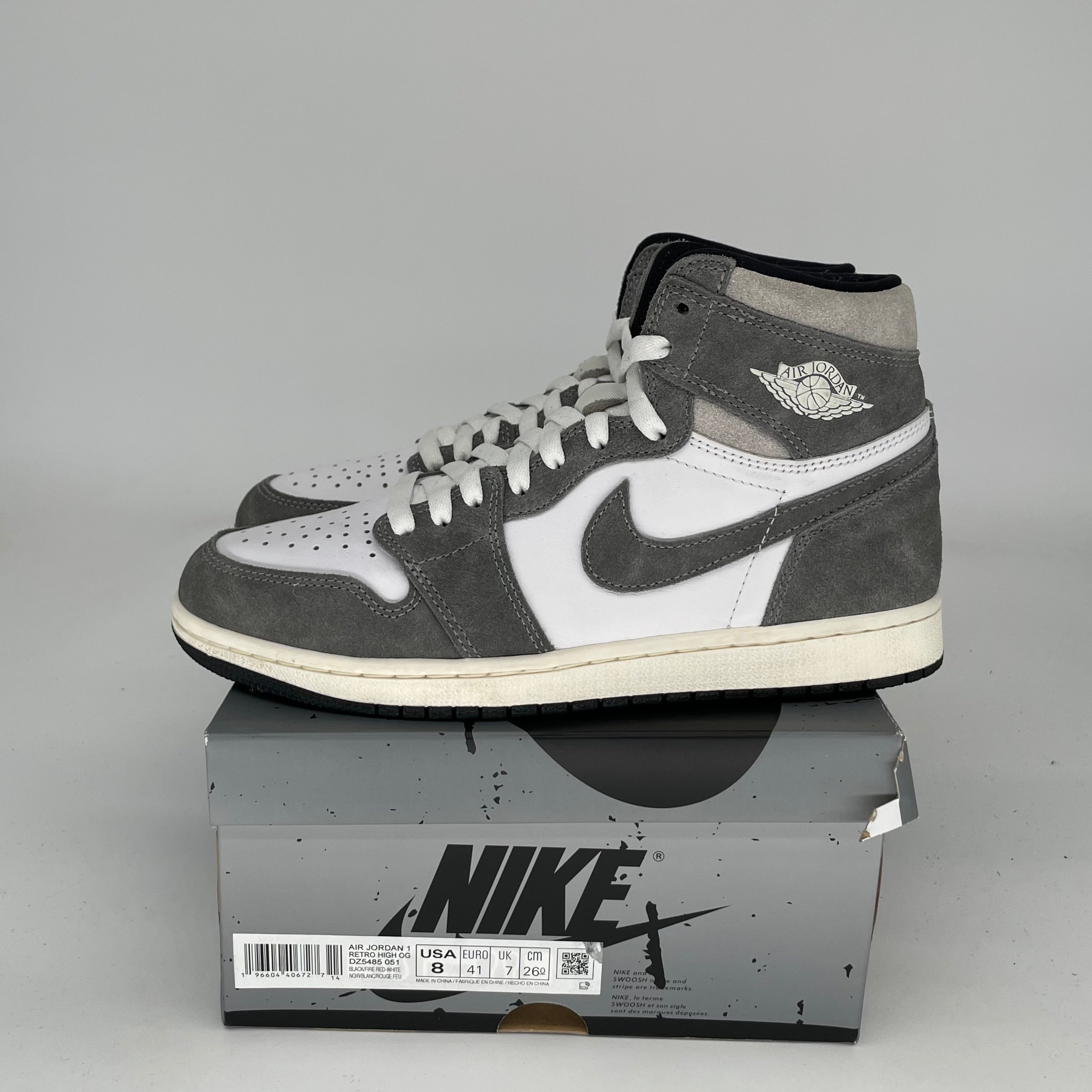 Original Air Jordan 1 Washed Black Men's Basketball Shoes Size 8 (DZ5485-051) - Retro High Tops for Sneaker Collectors & Streetwear Fashion