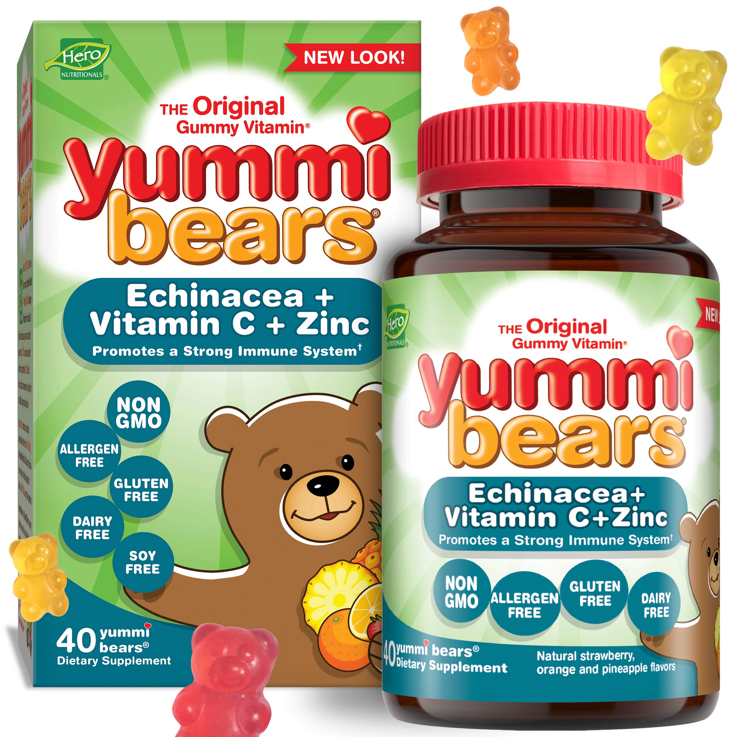 Yummi Bears Immunity Gummy Vitamins with Echinacea, Vitamin C & Zinc - 40 Count - Immune Support for Kids & Adults - Great for Cold Season & Daily Wellness
