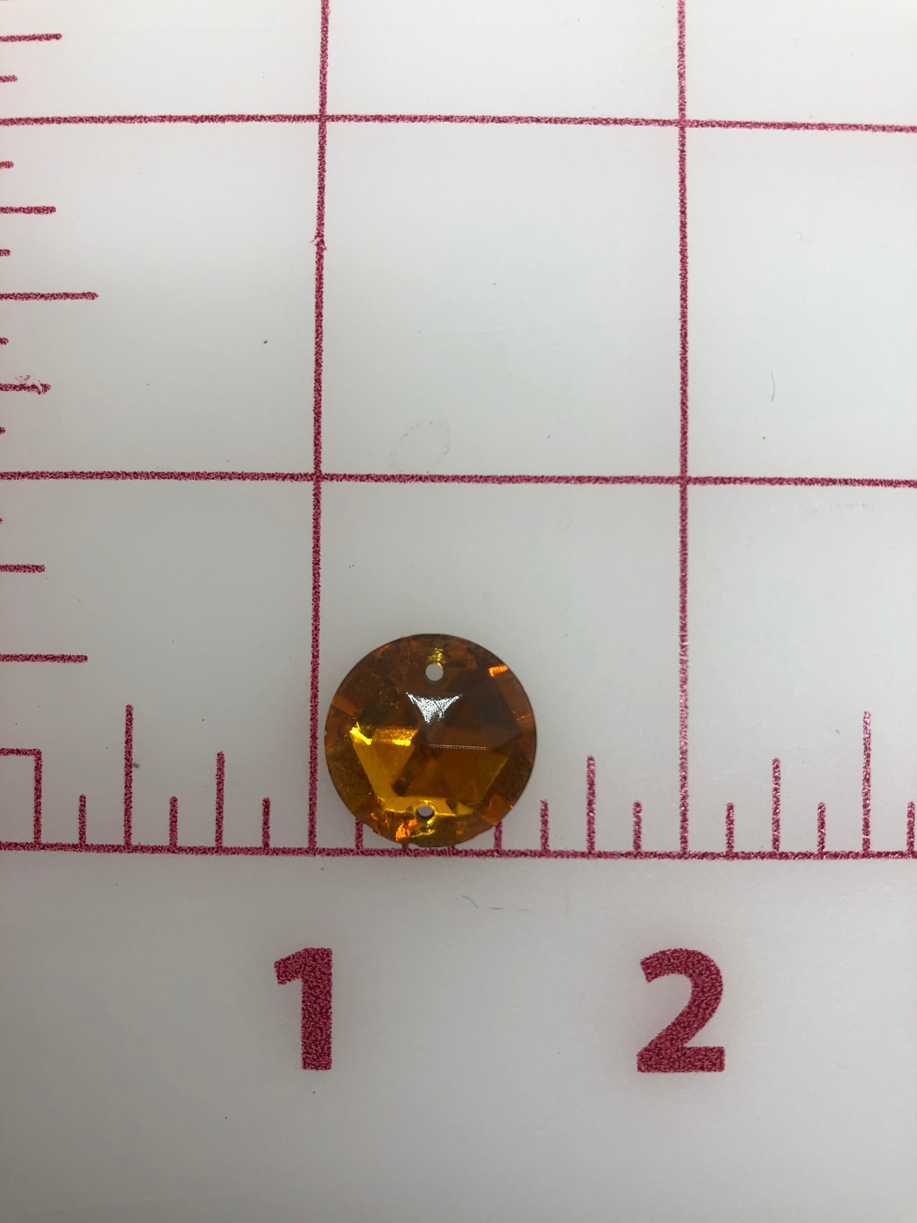 15mm Czech Topaz Round Rhinestones - 6 Pack Sew On Flatback Gems for DIY Clothing, Costumes & Crafting