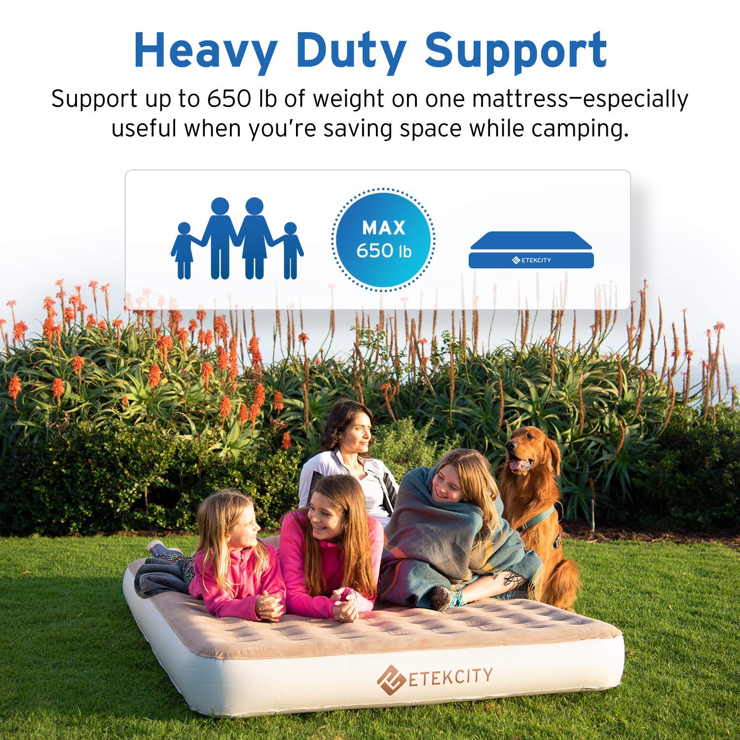 Etekcity Inflatable Air Mattress for Camping - Lightweight, Portable & Waterproof Sleeping Pad for Outdoor Adventures, Backpacking & Guest Beds