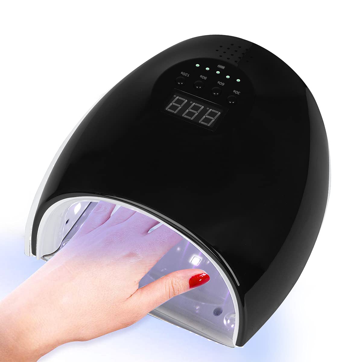 TAKOYI 48W Wireless Rechargeable LED Nail Dryer - UV Gel Nail Lamp with Touch Sensor, LCD Screen & Large Curing Space for Home & Salon Use | Fast Drying for Gel Polish, Acrylic & Dip Powder Nails (Black)