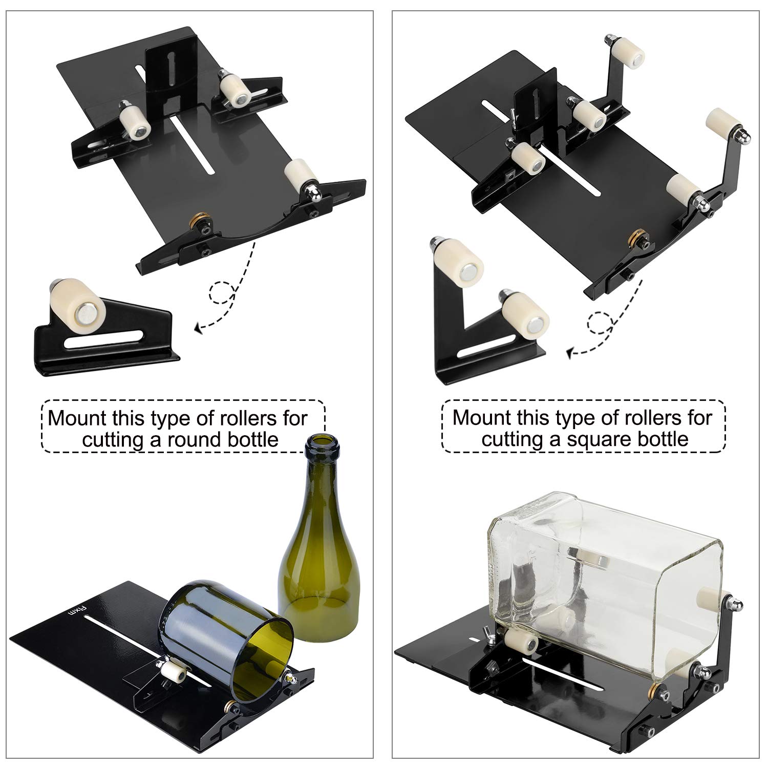 Premium Glass Bottle Cutter Kit - Professional Square & Round Bottle Cutting Tool for DIY Crafts, Wine & Beer Bottles (Upgrade Version) - Perfect for Home Decor, Gift Making & Upcycling Projects