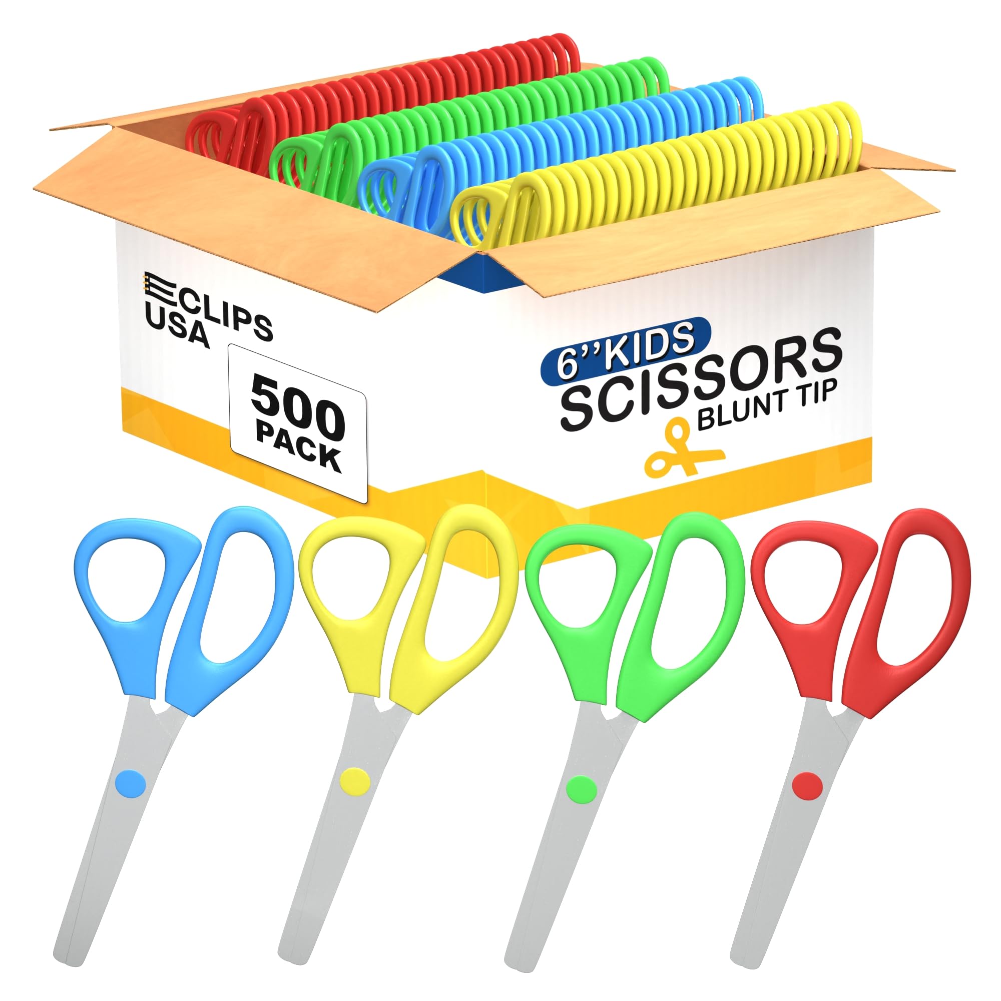 500 Pack Kids Safety Scissors with Blunt Tips - Bulk Assorted Color School & Art Supplies for Classroom, Craft Projects, and Homeschooling Activities