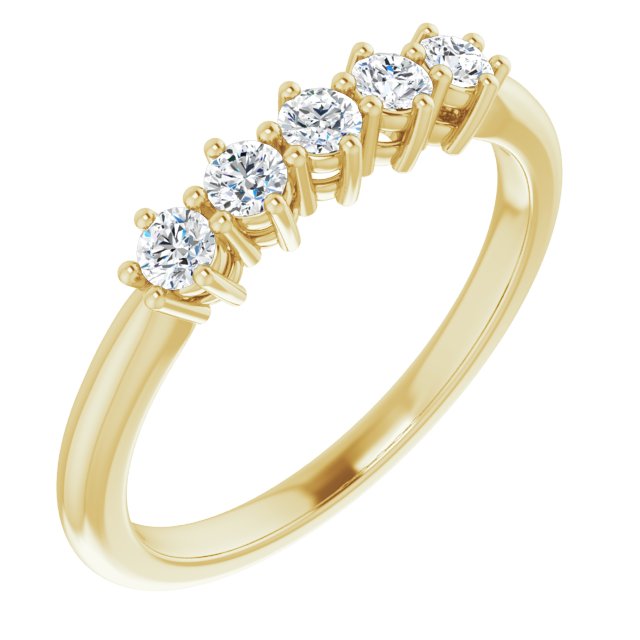 0.34 Carat Round Cut Diamond Wedding Band - 5 Stone Anniversary Ring for Women - Elegant Bridal Jewelry & Gift for Wife, Engagement, Valentine's Day