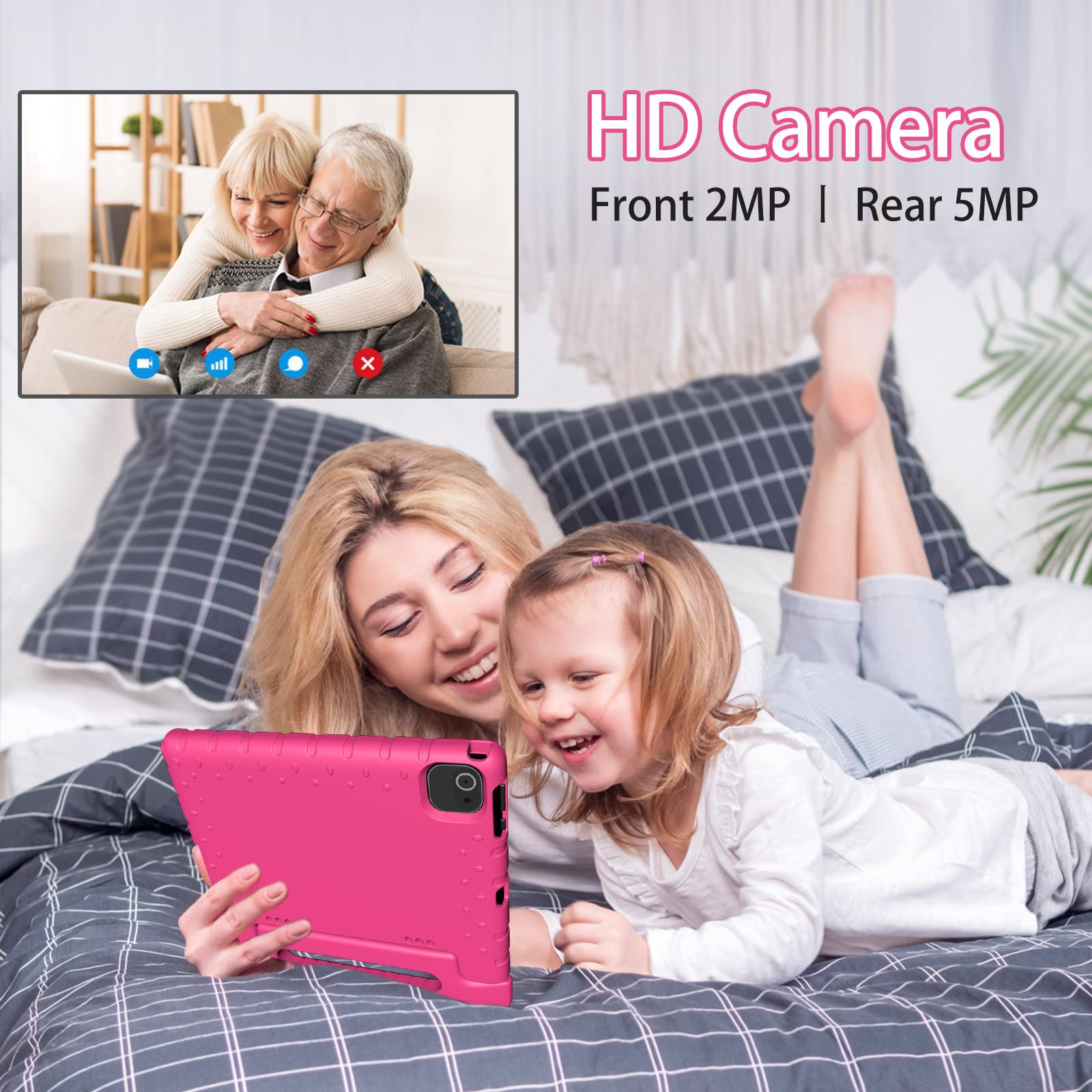 10 Inch Kids Tablet Android - 64GB Storage, Octa-Core Processor, WiFi 6, Long Battery Life with Parental Control & Google Kids Space | 1280x800 HD Display in Pink | Perfect for Learning, Games & Entertainment at Home or Travel