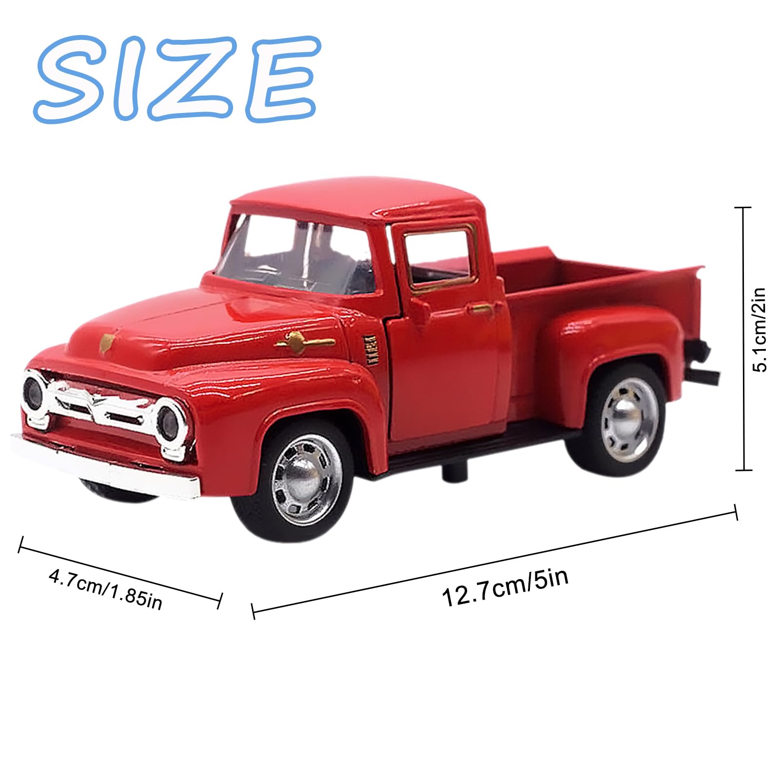 1:32 Scale Little Red Alloy Toy Trucks for Kids - Openable Doors, Driveable Car Toy for Boys & Girls Ages 2-8 Years Old | Perfect for Pretend Play, Easter, Christmas & Birthday Gifts (Toddler Learning Toy, Outdoor & Indoor Play)