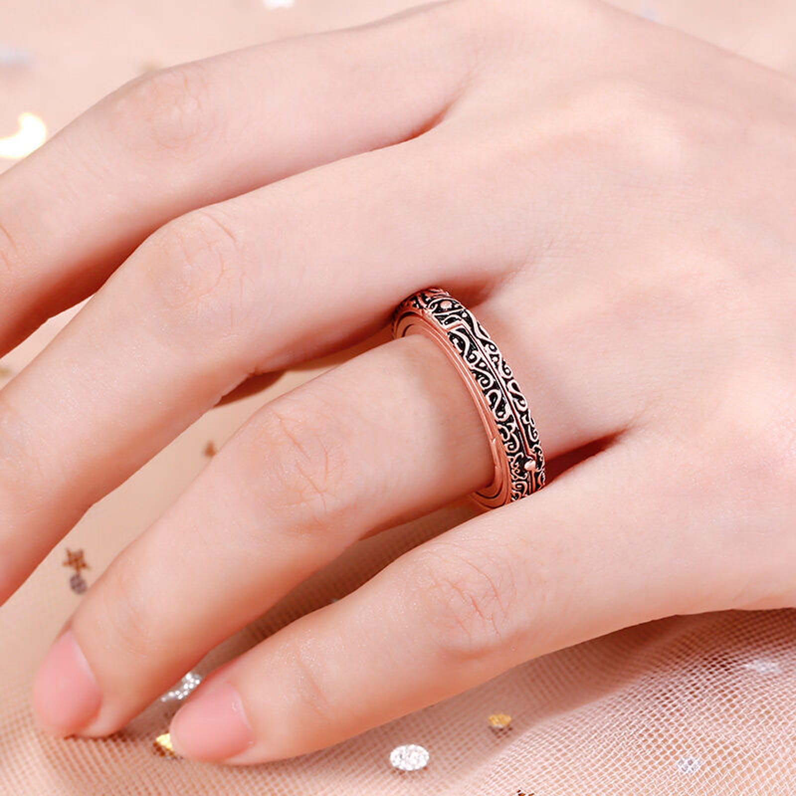 Jeulia Open Astronomical Sphere Ball Ring for Men & Women - 925 Sterling Silver Foldable Comic Finger Ring with Free Chain - Couple Lover Jewelry Gift for Anniversary, Valentine's Day & Romantic Occasions